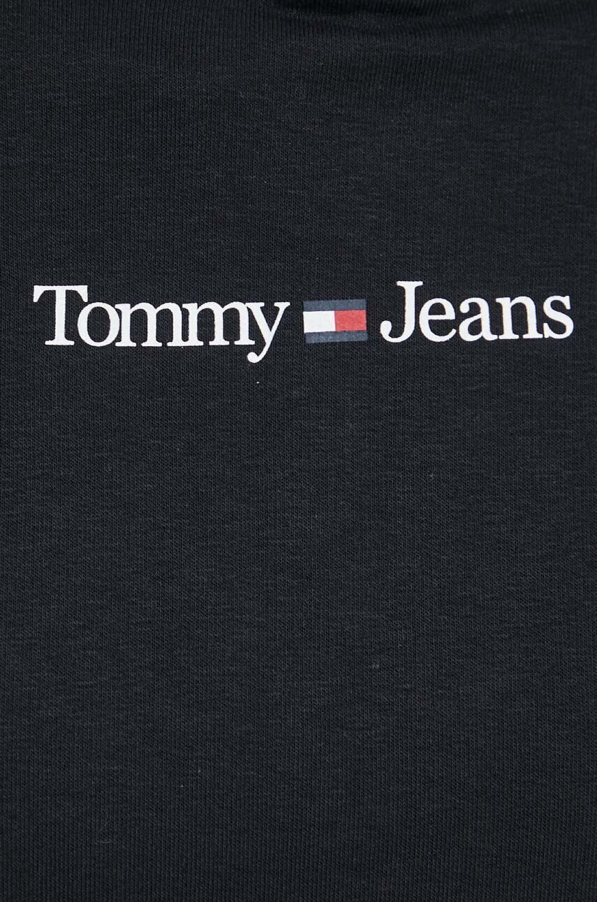 Tommy Jeans Mikina dámska čierna farba s kapucňou s potlačou - Pepit.sk