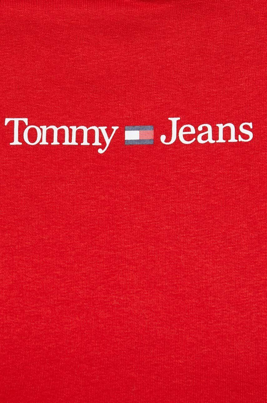 Tommy Jeans Mikina dámska červená farba s kapucňou s potlačou - Pepit.sk