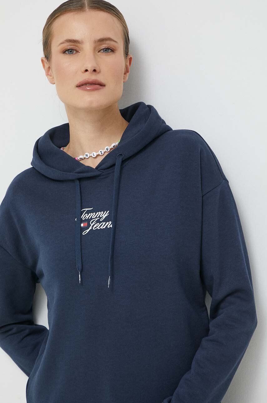 Tommy Jeans Mikina dámska tmavomodrá farba s kapucňou s potlačou - Pepit.sk