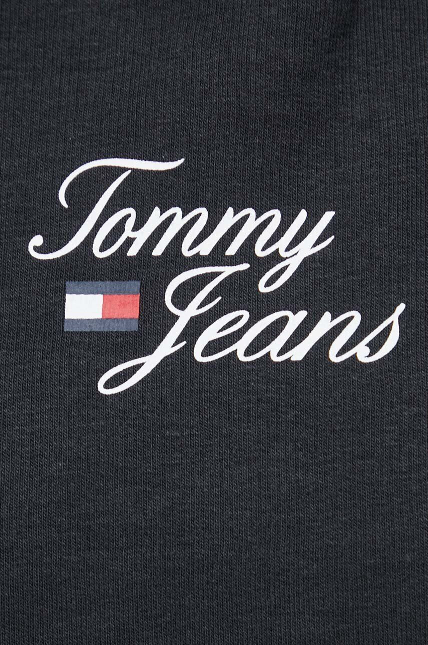 Tommy Jeans Mikina dámska čierna farba s kapucňou s potlačou - Pepit.sk