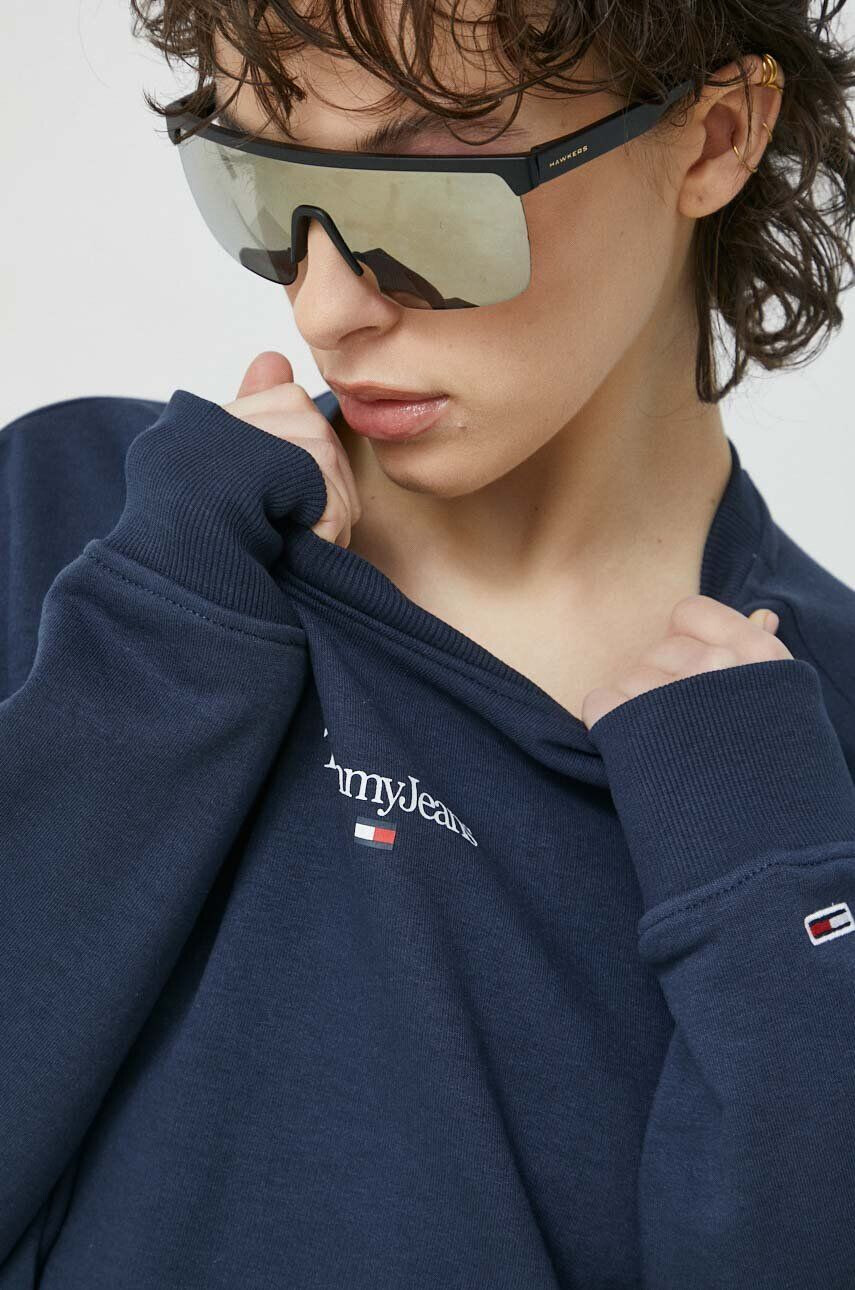 Tommy Jeans Mikina dámska tmavomodrá farba s kapucňou s potlačou - Pepit.sk