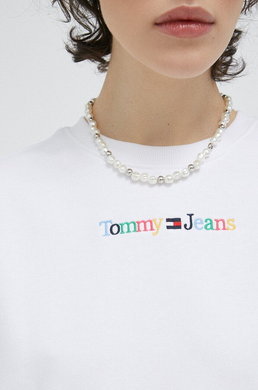 Tommy Jeans Mikina dámska biela farba s nášivkou - Pepit.sk