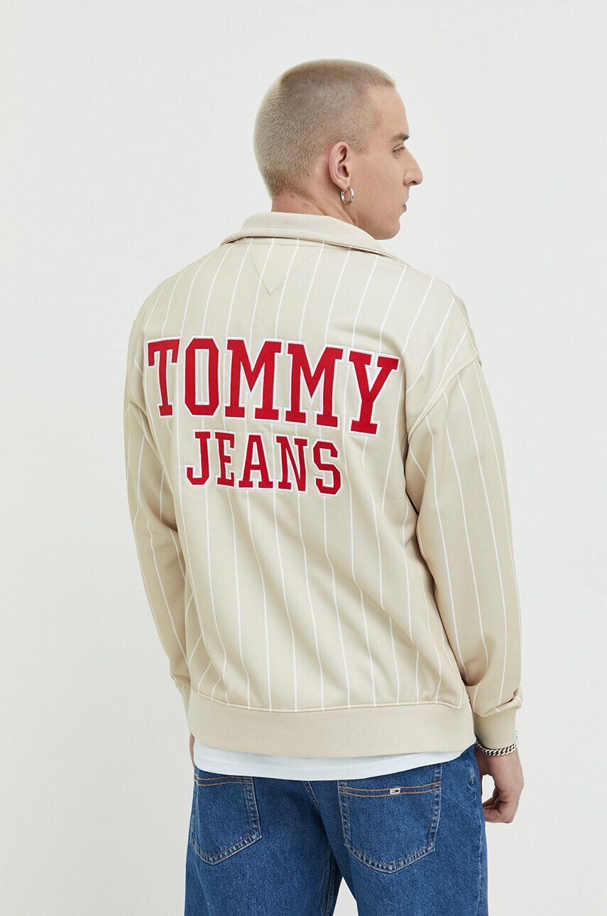 Tommy Jeans Mikina pánska béžová farba vzorovaná - Pepit.sk