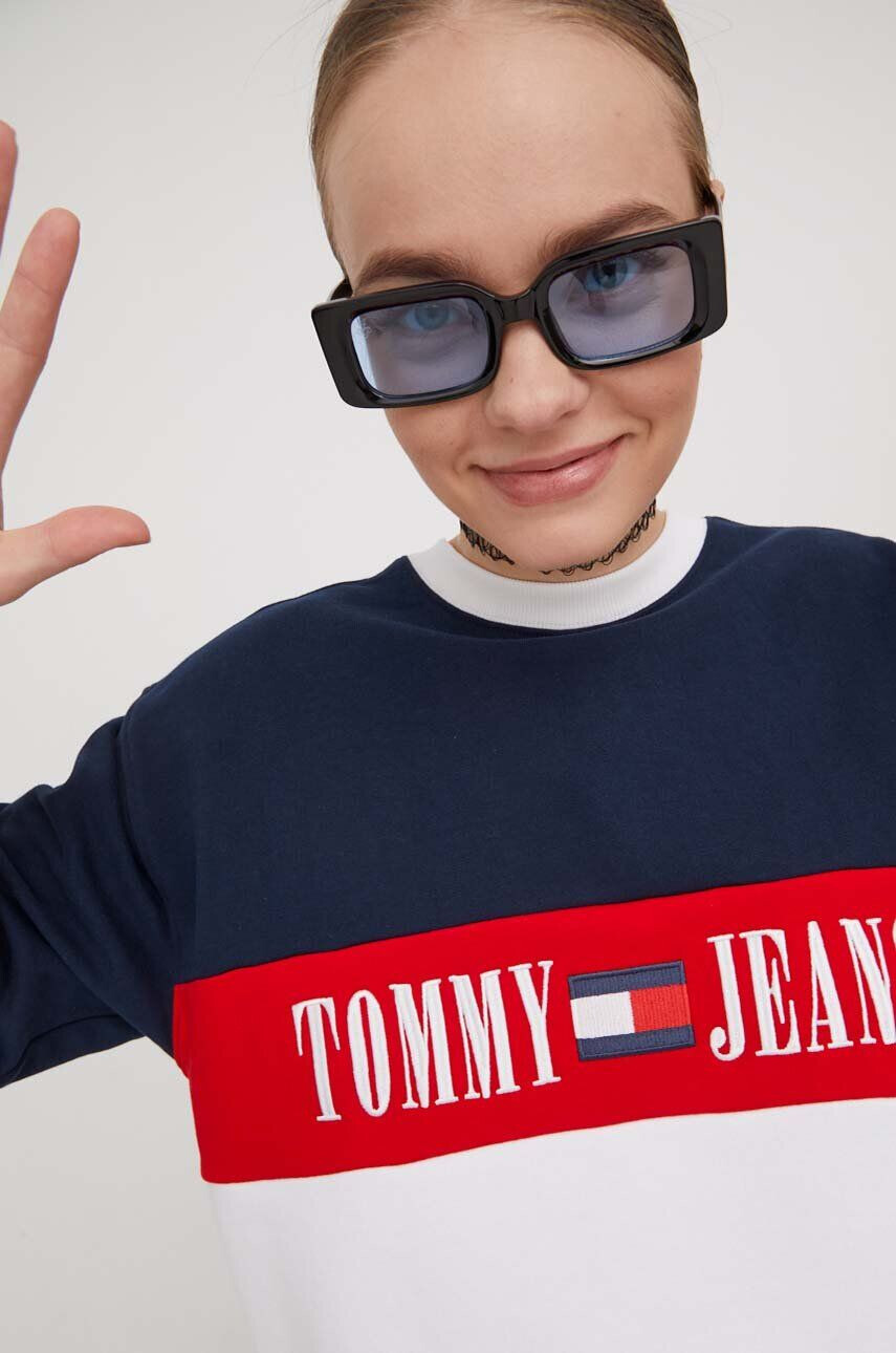 Tommy Jeans Mikina dámska tmavomodrá farba vzorovaná - Pepit.sk