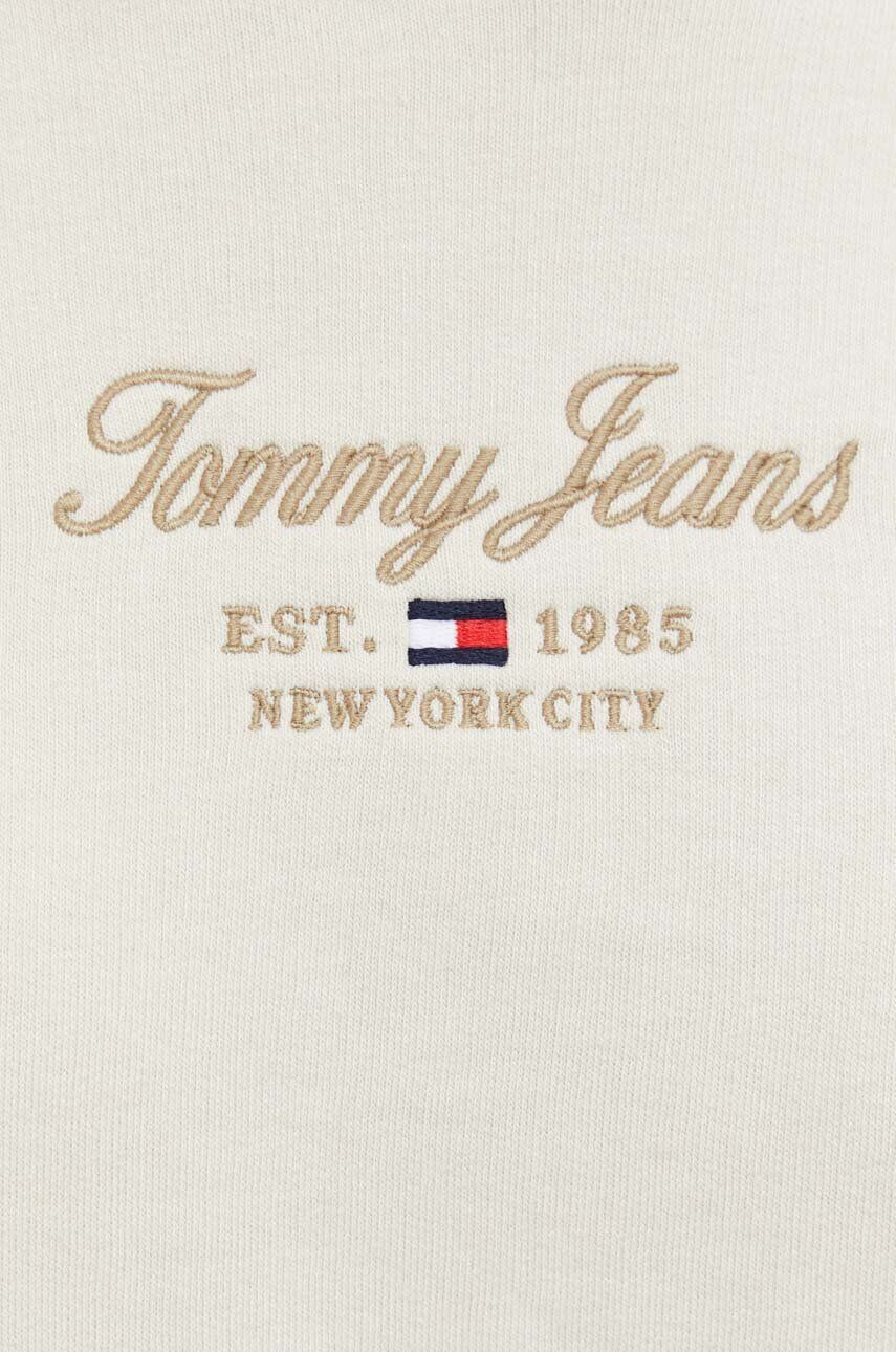 Tommy Jeans Mikina dámska béžová farba s kapucňou s potlačou - Pepit.sk