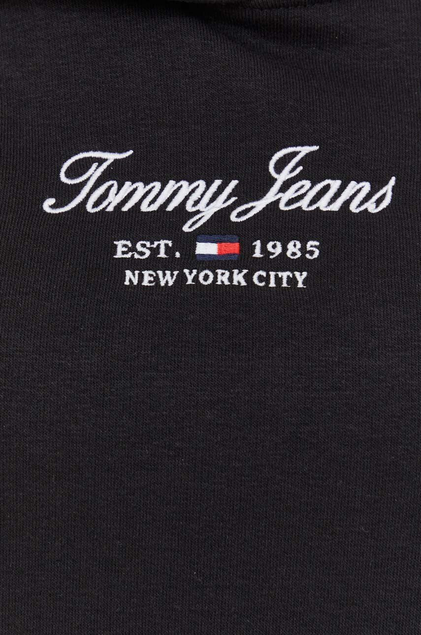 Tommy Jeans Mikina dámska čierna farba s kapucňou s potlačou - Pepit.sk