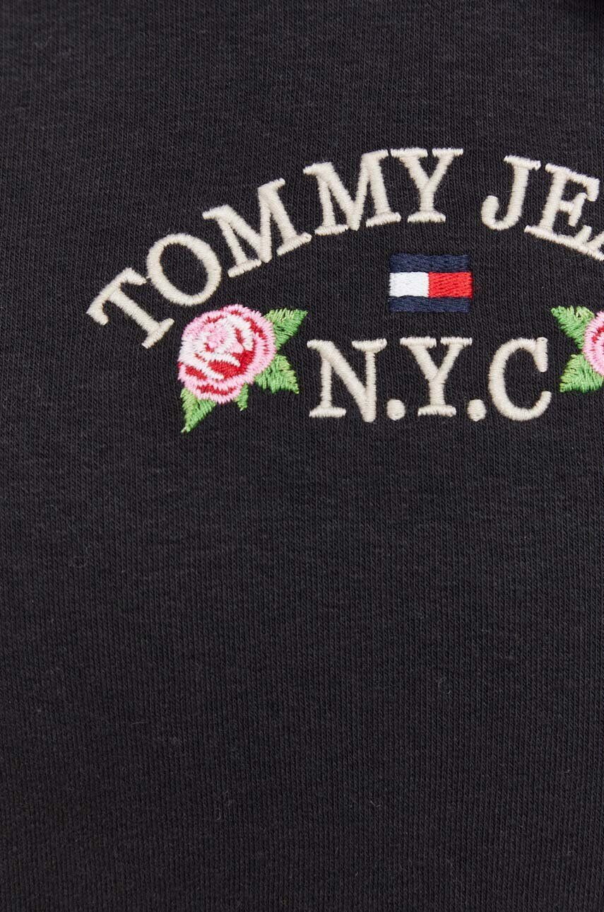 Tommy Jeans Mikina dámska čierna farba s kapucňou s nášivkou - Pepit.sk