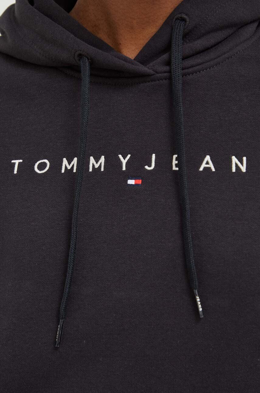 Tommy Jeans Mikina dámska čierna farba s kapucňou s nášivkou - Pepit.sk