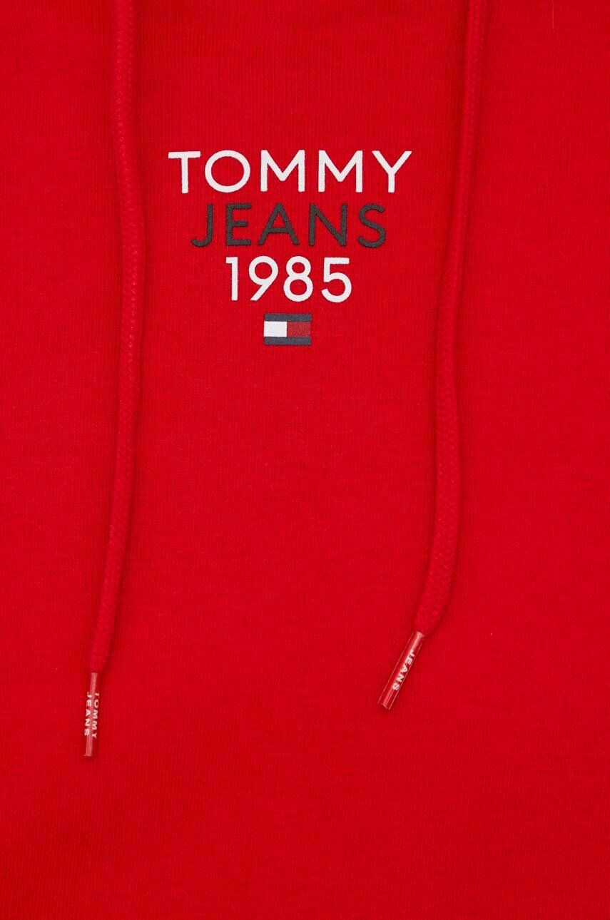 Tommy Jeans Mikina dámska červená farba s kapucňou s potlačou - Pepit.sk