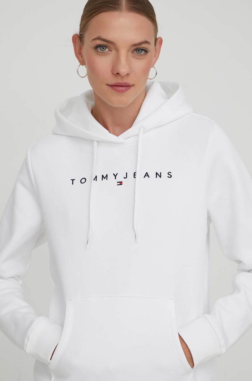 Tommy Jeans Mikina dámska biela farba s kapucňou s nášivkou - Pepit.sk