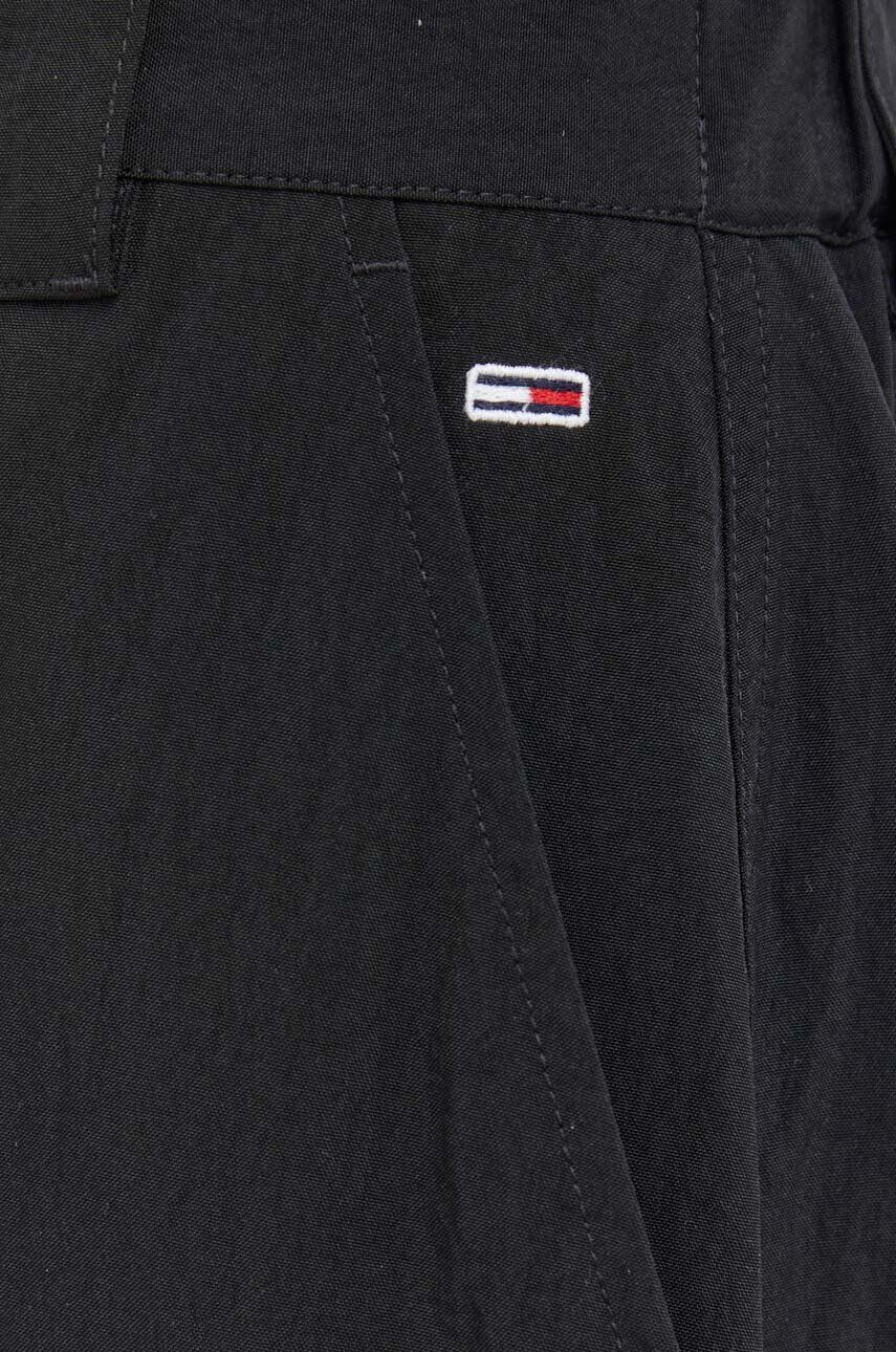 Tommy Jeans Nohavice dámske čierna farba široké vysoký pás - Pepit.sk