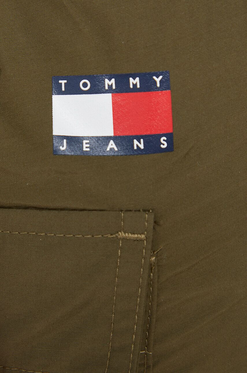 Tommy Jeans Nohavice dámske zelená farba široké stredne vysoký pás - Pepit.sk