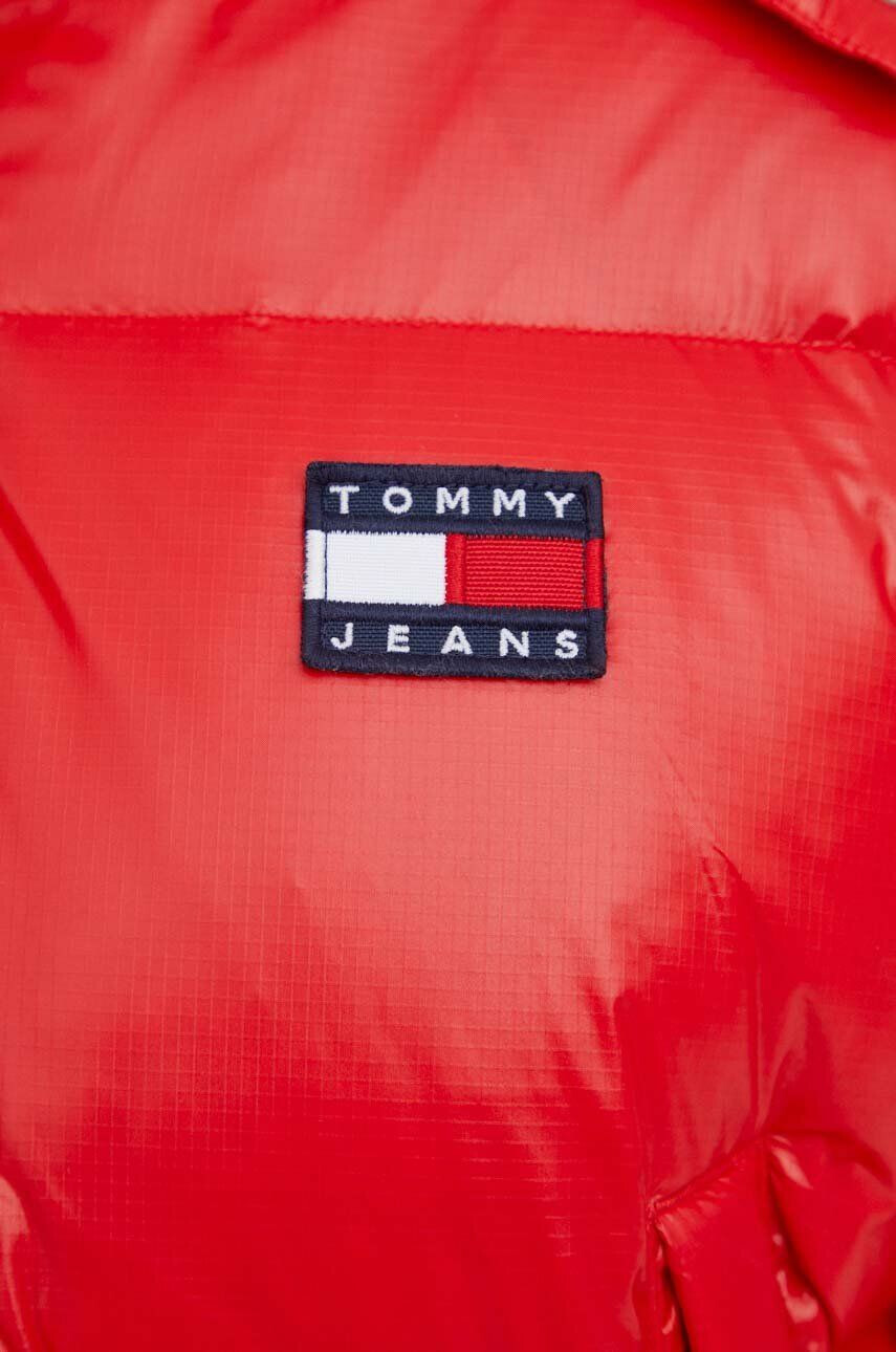 Tommy Jeans Páperová bunda dámska červená farba zimná - Pepit.sk