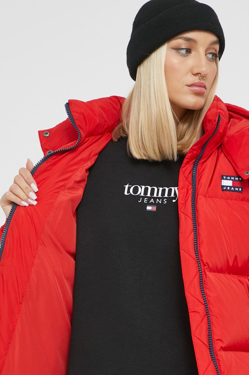 Tommy Jeans Prešívaná bunda dámska zelená farba zimná - Pepit.sk