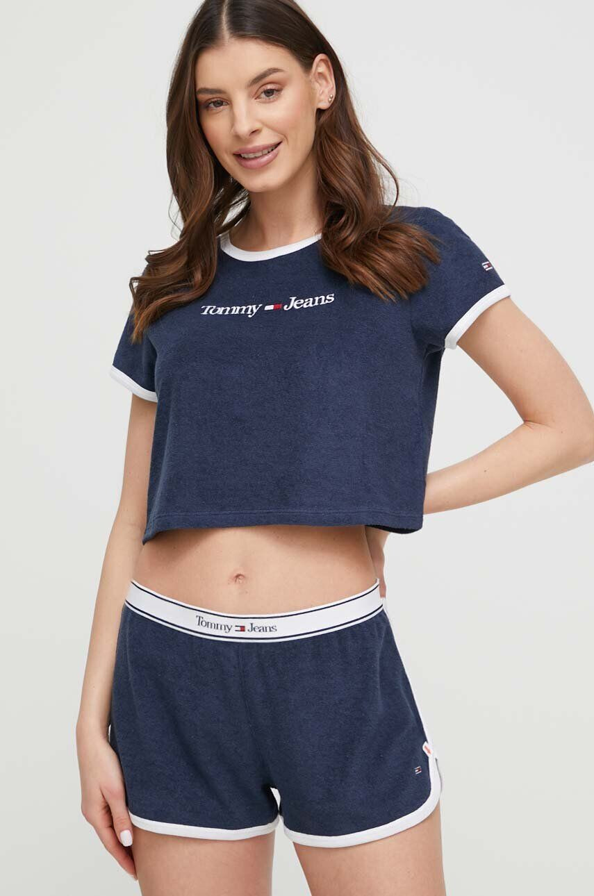 Tommy Jeans Plážové tričko tmavomodrá farba - Pepit.sk