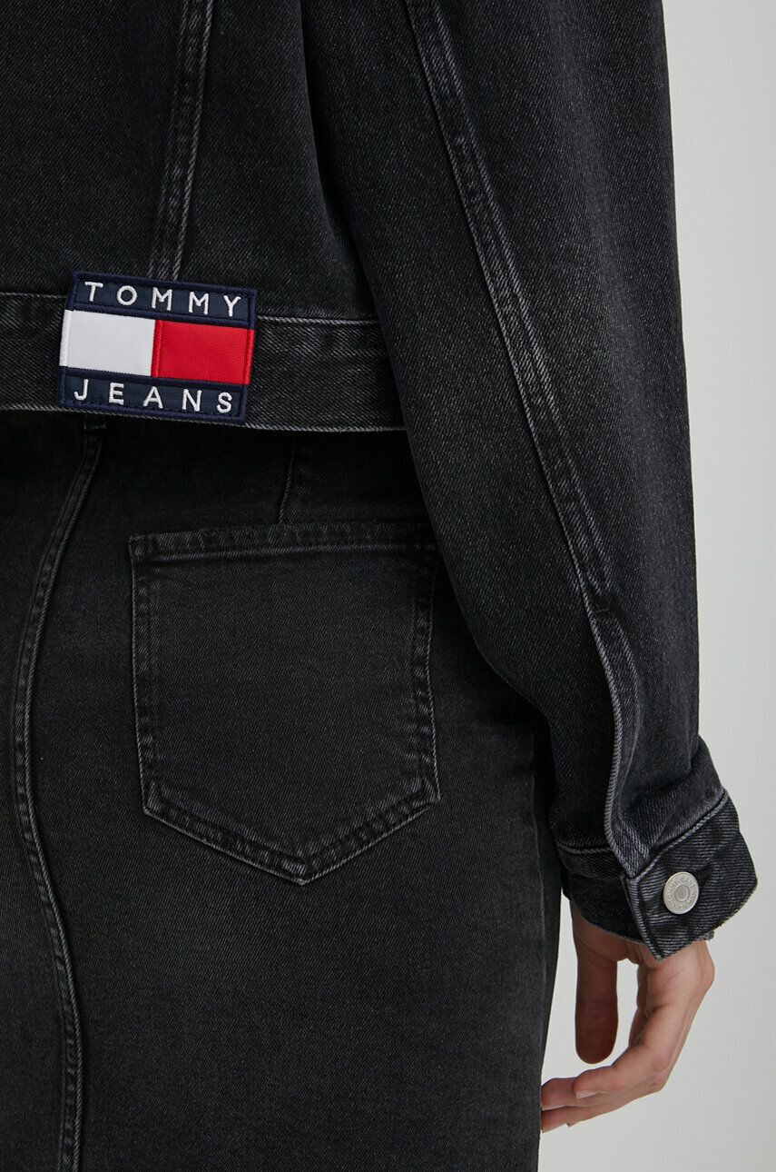 Tommy Jeans Rifľová bunda dámska čierna farba prechodná oversize - Pepit.sk