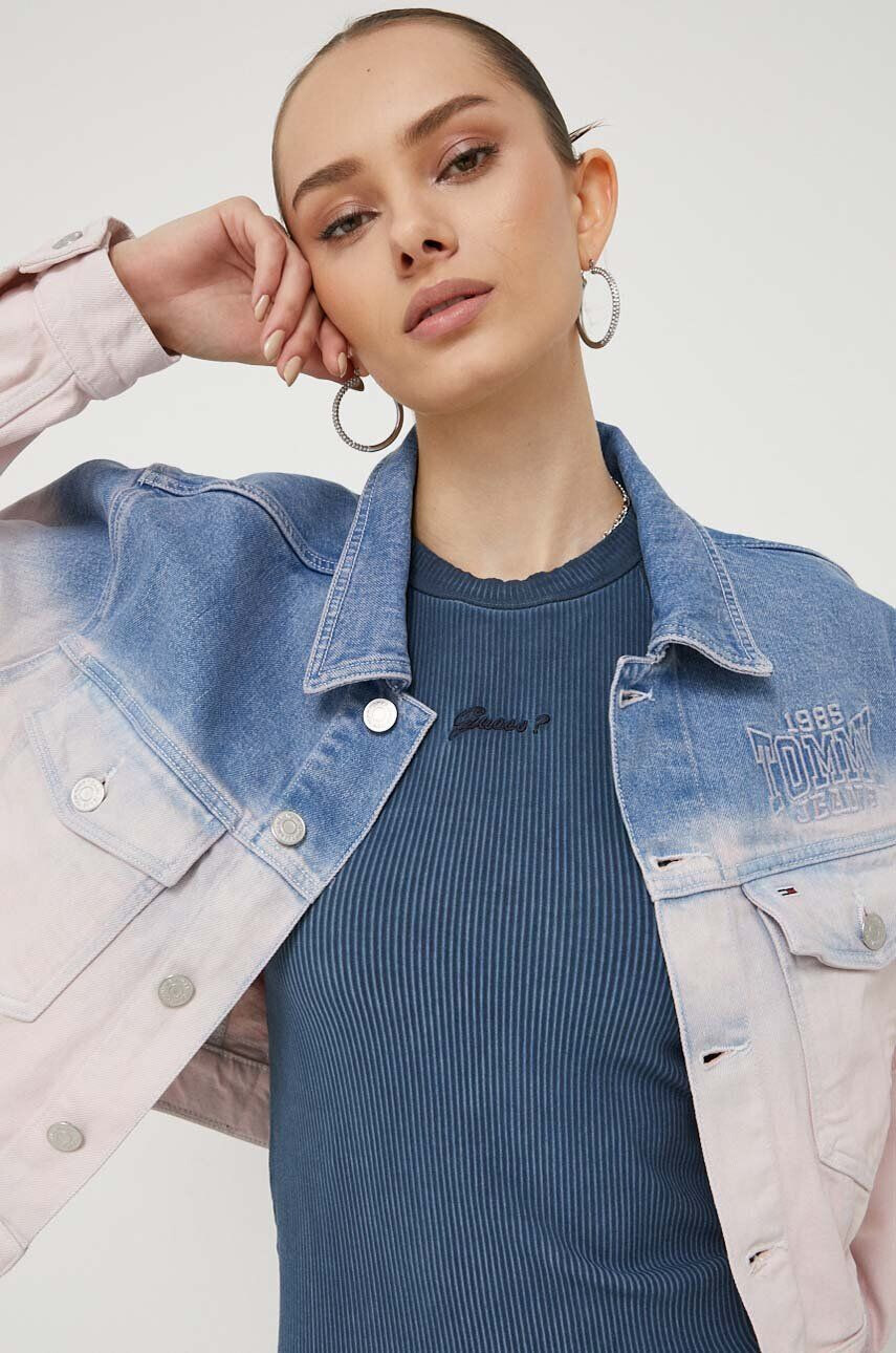 Tommy Jeans Rifľová bunda dámska prechodná oversize - Pepit.sk