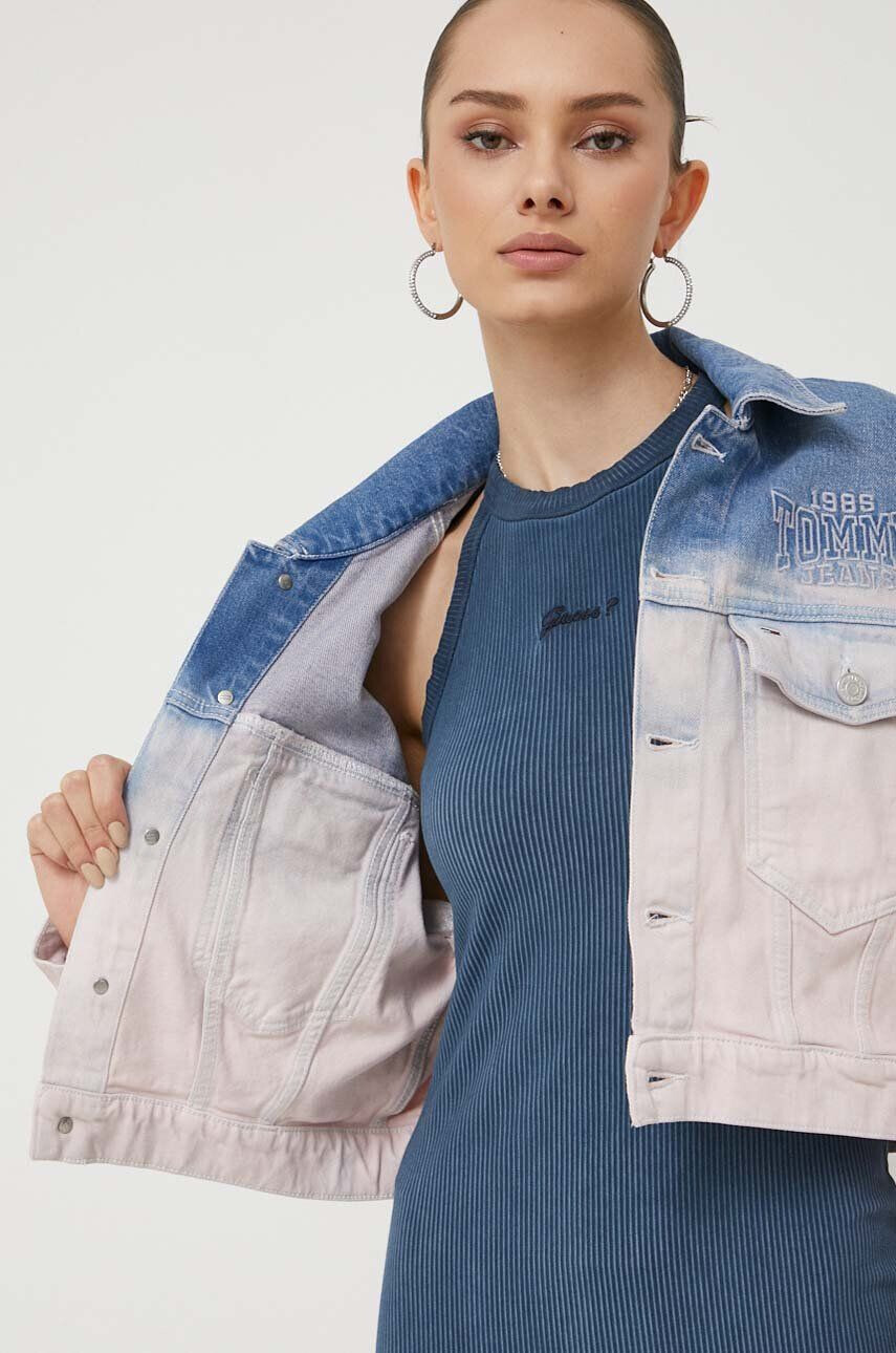 Tommy Jeans Rifľová bunda dámska prechodná oversize - Pepit.sk