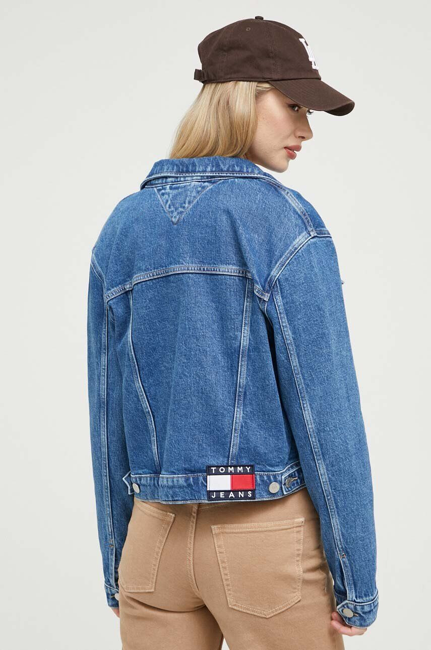 Tommy Jeans Rifľová bunda dámska tmavomodrá farba prechodná - Pepit.sk