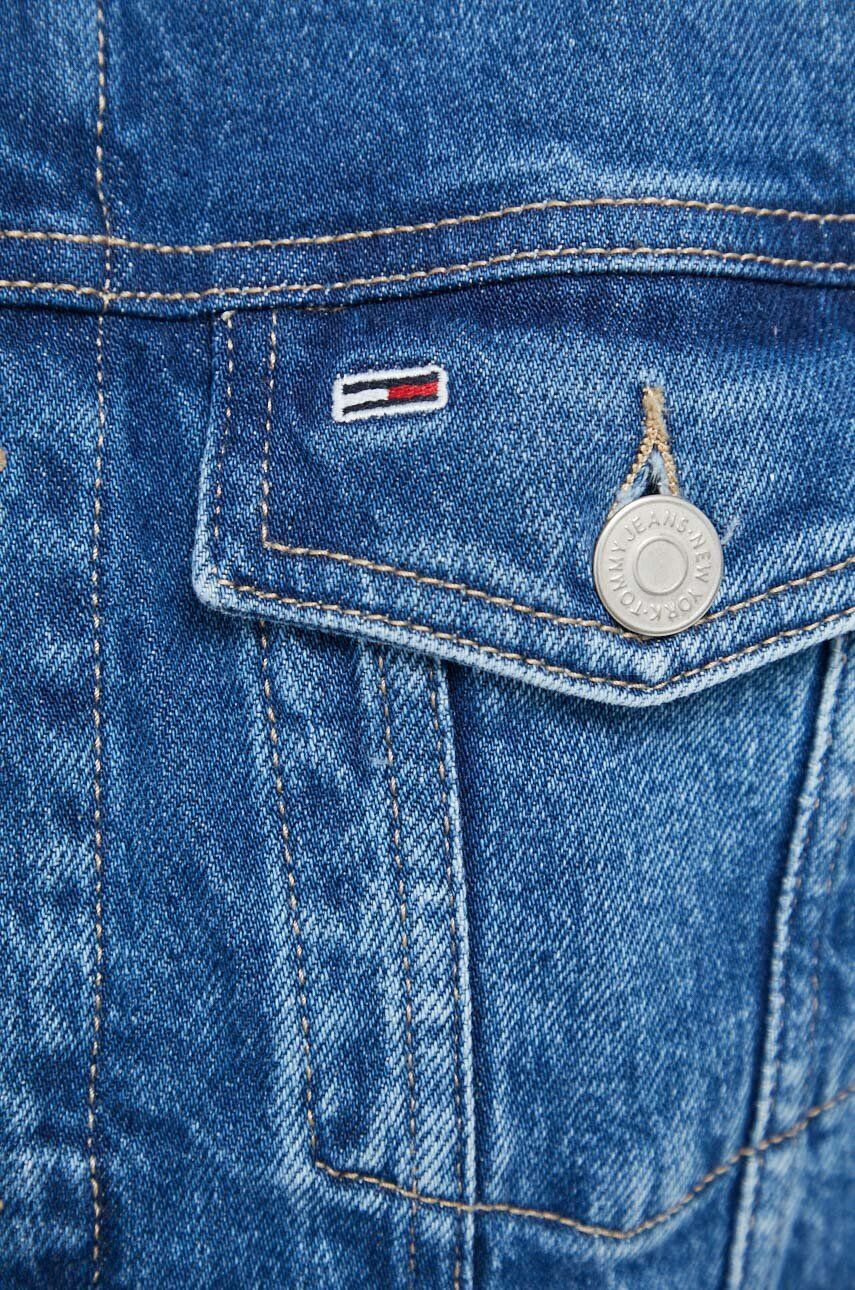 Tommy Jeans Rifľová bunda dámska tmavomodrá farba prechodná - Pepit.sk