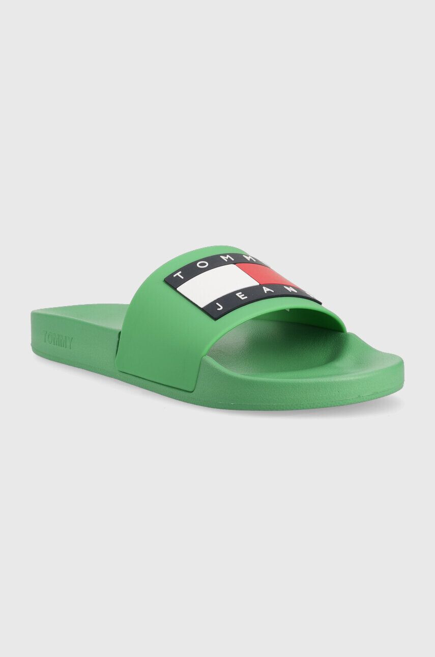 Tommy Jeans Šľapky POOL SLIDE ESS pánske zelená farba EM0EM01191 - Pepit.sk