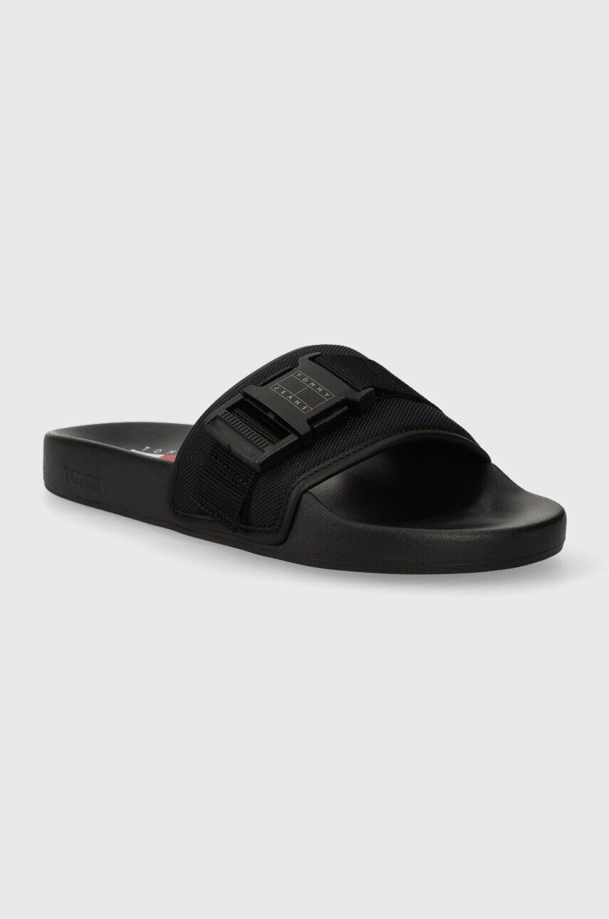 Tommy Jeans Šľapky TJM BUCKE POOL SLIDE pánske čierna farba EM0EM01338 - Pepit.sk