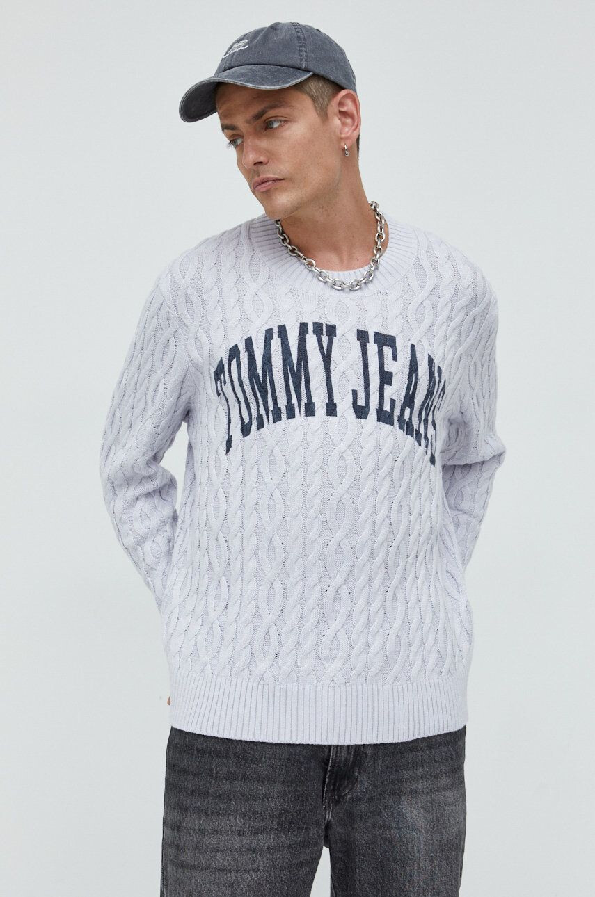 Tommy Jeans Sveter pánsky šedá farba - Pepit.sk