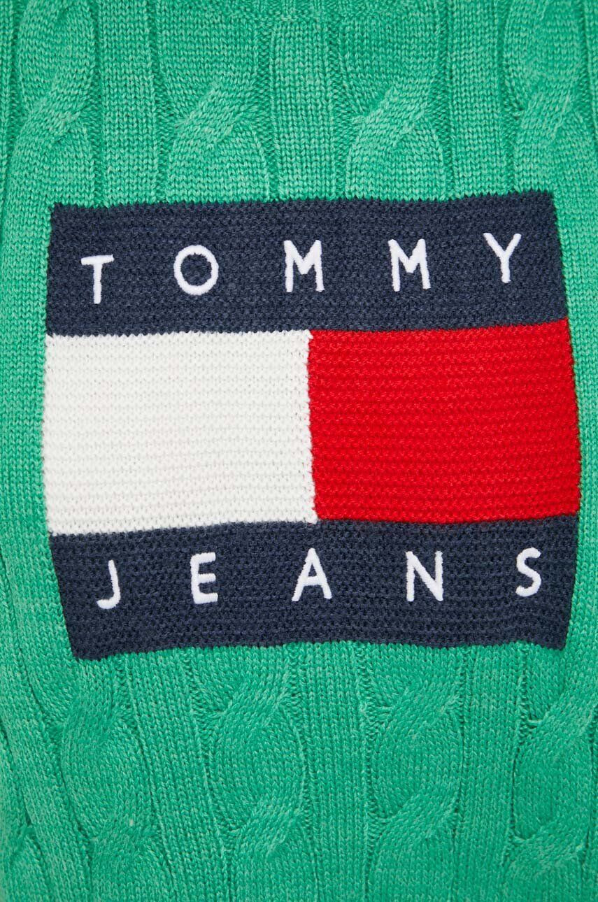 Tommy Jeans Sveter dámsky zelená farba tenký - Pepit.sk