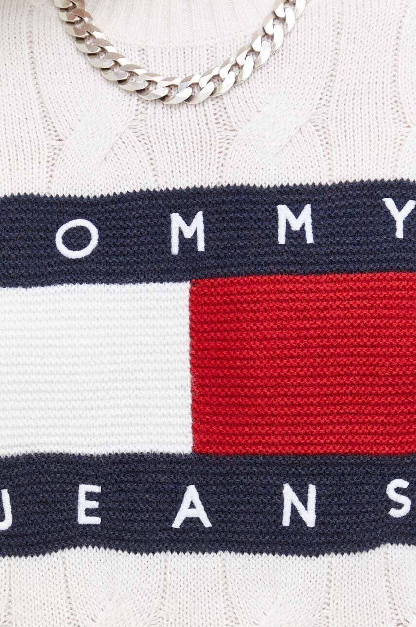 Tommy Jeans Sveter pánsky béžová farba - Pepit.sk