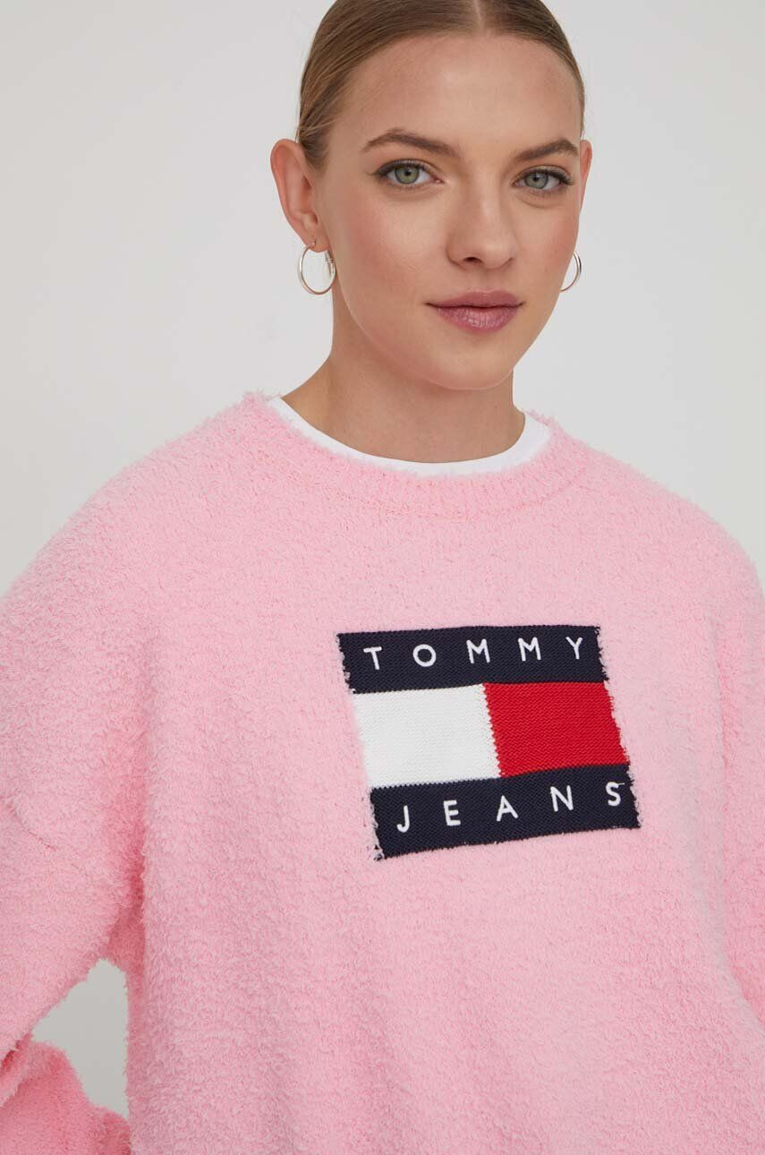 Tommy Jeans Sveter dámsky ružová farba - Pepit.sk