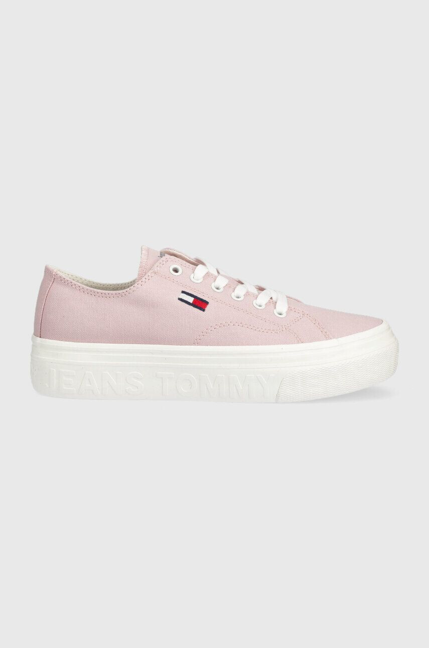 Tommy Jeans Tenisky FLATFORM dámske ružová farba EN0EN02173 - Pepit.sk