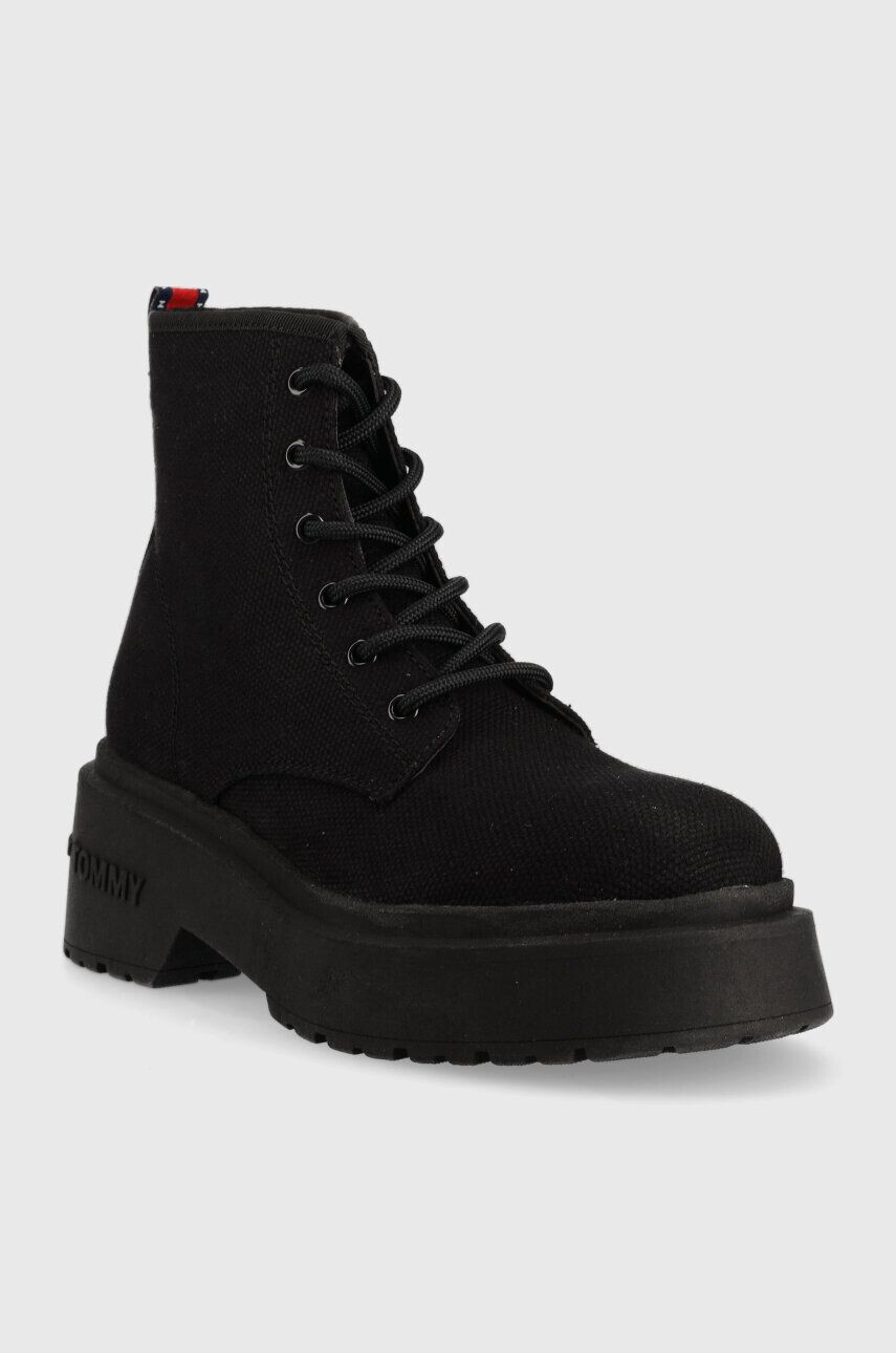 Tommy Jeans Topánky LACE UP FESTIV BOOTS dámske čierna farba EN0EN02133 - Pepit.sk