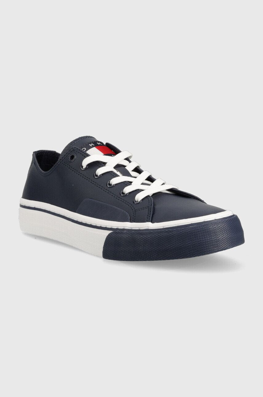 Tommy Jeans Tenisky Leather Vulc Tjm Ess pánske tmavomodrá farba - Pepit.sk