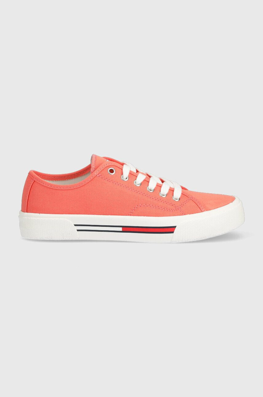 Tommy Jeans Tenisky TJW LOW CUT CANVAS dámske oranžová farba EN0EN02359 - Pepit.sk