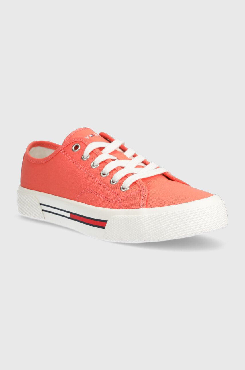 Tommy Jeans Tenisky TJW LOW CUT CANVAS dámske oranžová farba EN0EN02359 - Pepit.sk