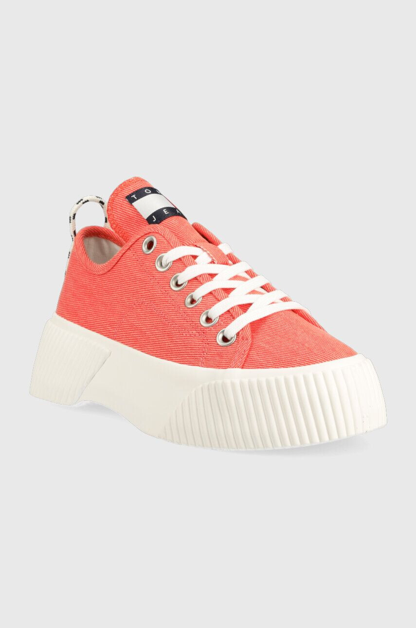 Tommy Jeans Tenisky TJW VULC PLAT. LC DENIM dámske oranžová farba EN0EN02202 - Pepit.sk