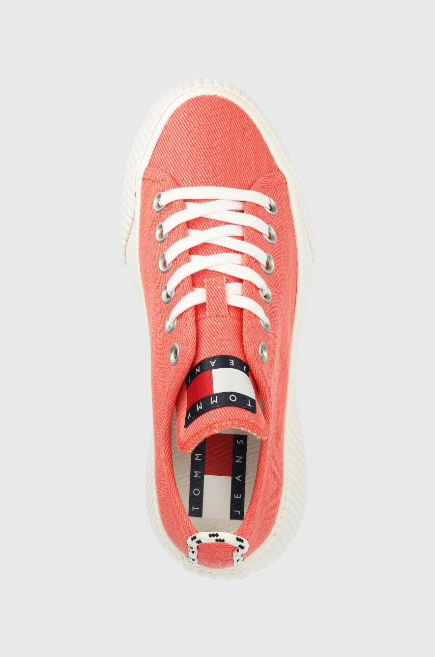 Tommy Jeans Tenisky TJW VULC PLAT. LC DENIM dámske oranžová farba EN0EN02202 - Pepit.sk