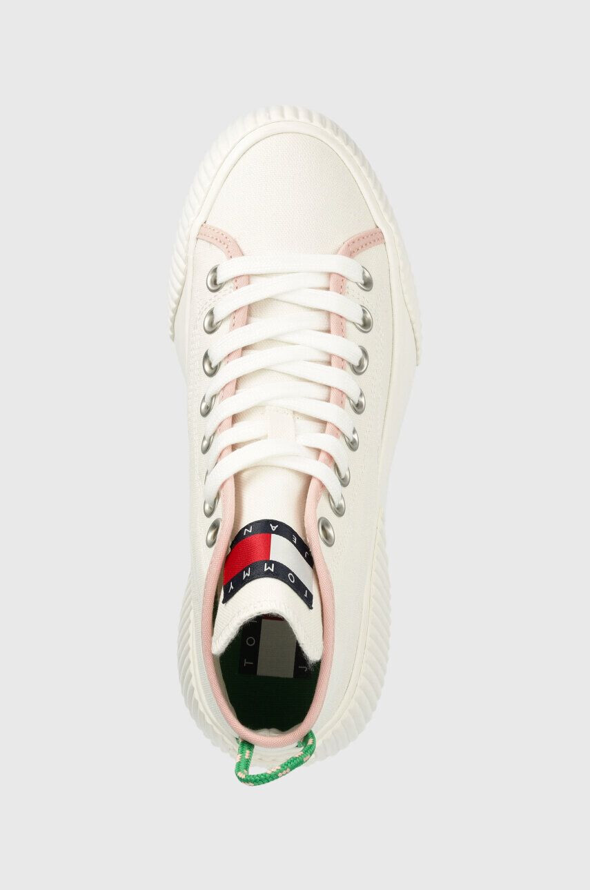 Tommy Jeans Tenisky VULC PLAT. CANVAS MC dámske biela farba EN0EN02091 - Pepit.sk