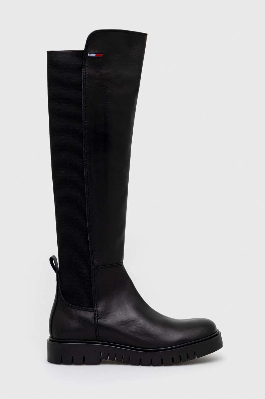 Tommy Jeans Vysoké čižmy Long Leather Boot - Pepit.sk