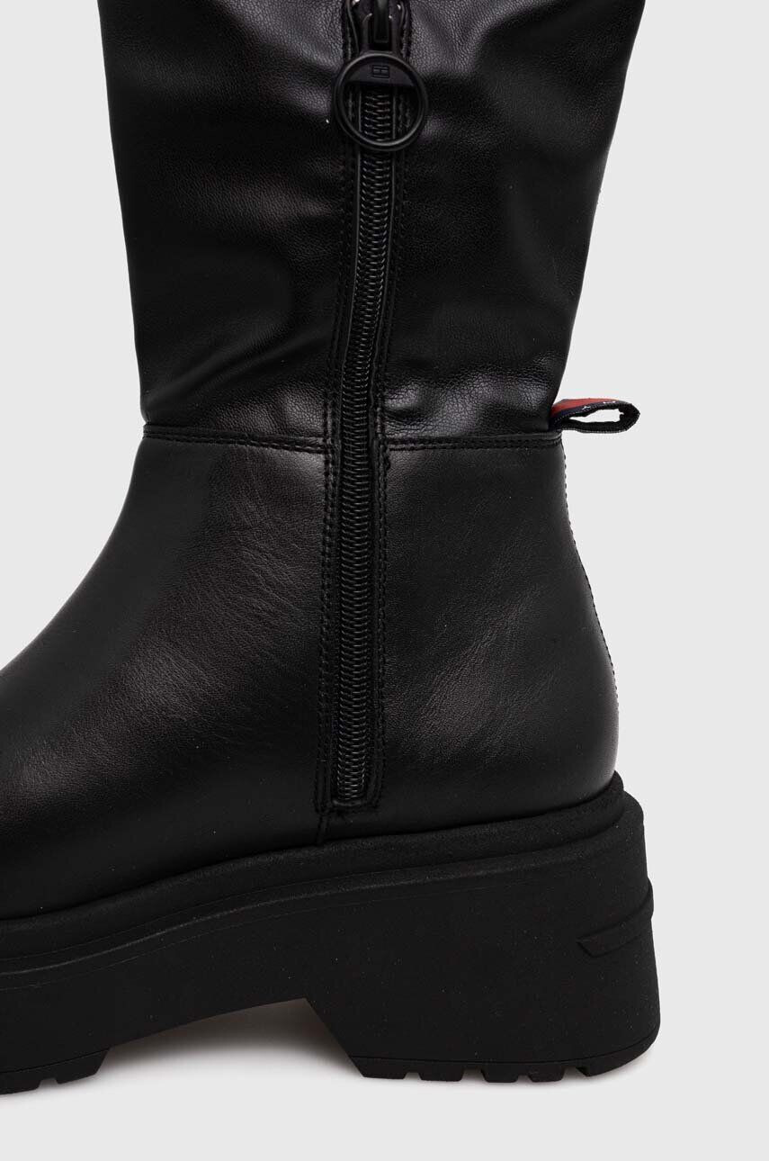 Tommy Jeans Vysoké čižmy TJW OVER THE KNEE BOOTS dámske čierna farba na platforme EN0EN02254 - Pepit.sk