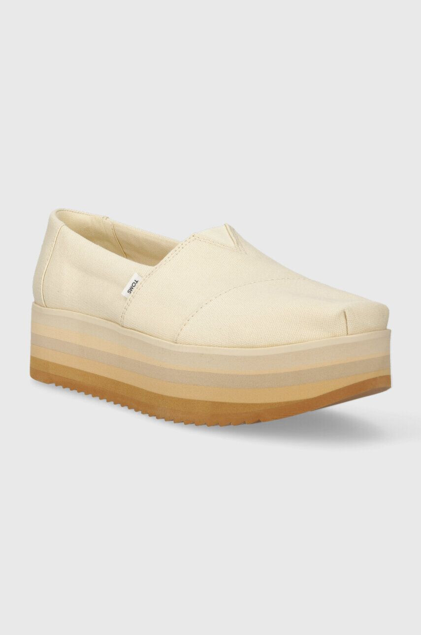 Toms Espadrilky béžová farba na platforme - Pepit.sk