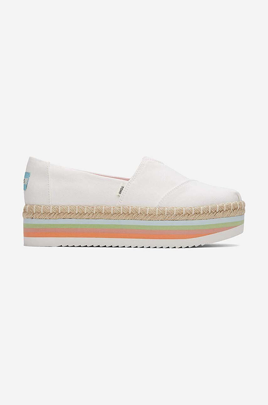 Toms Espadrilky Canvas Rainbow Platform Rope High biela farba na platforme - Pepit.sk