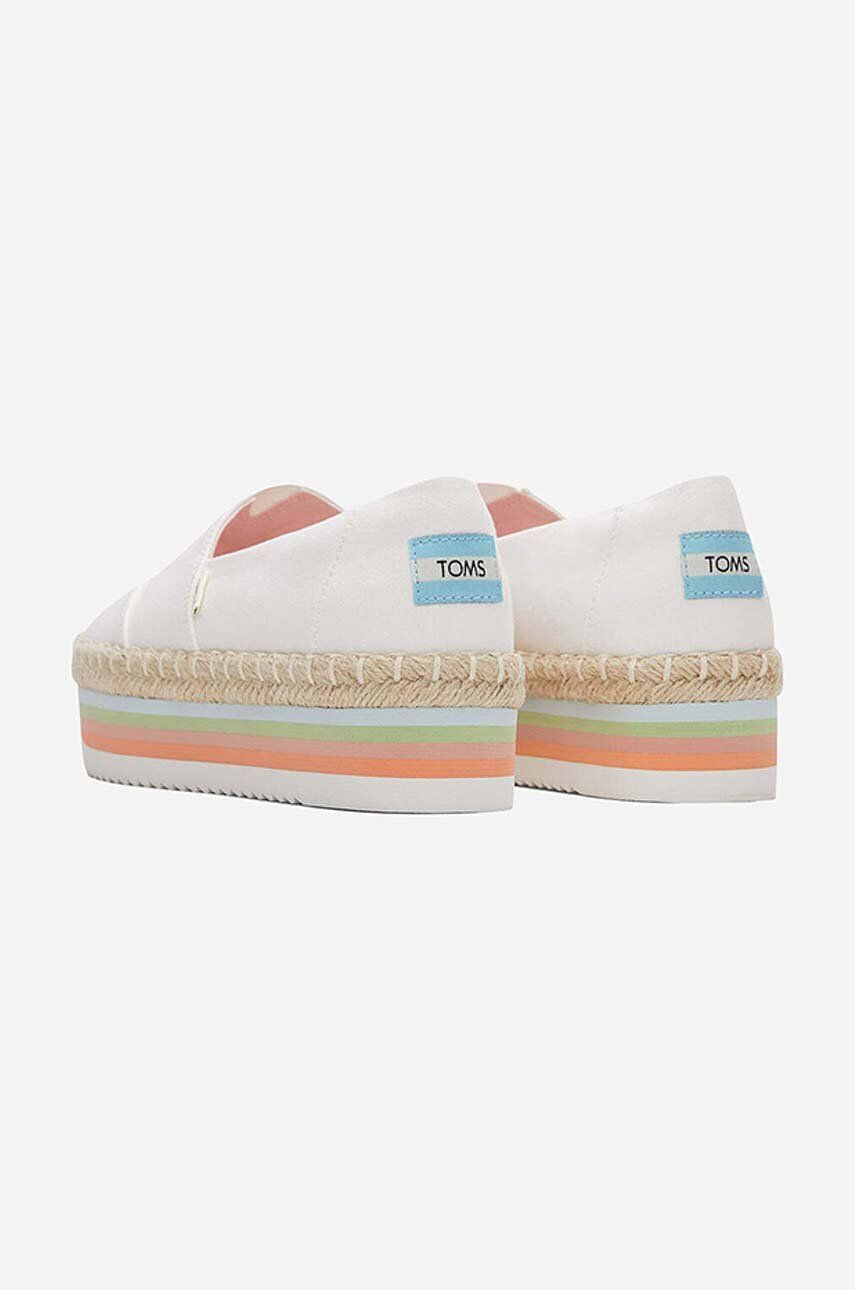 Toms Espadrilky Canvas Rainbow Platform Rope High biela farba na platforme - Pepit.sk