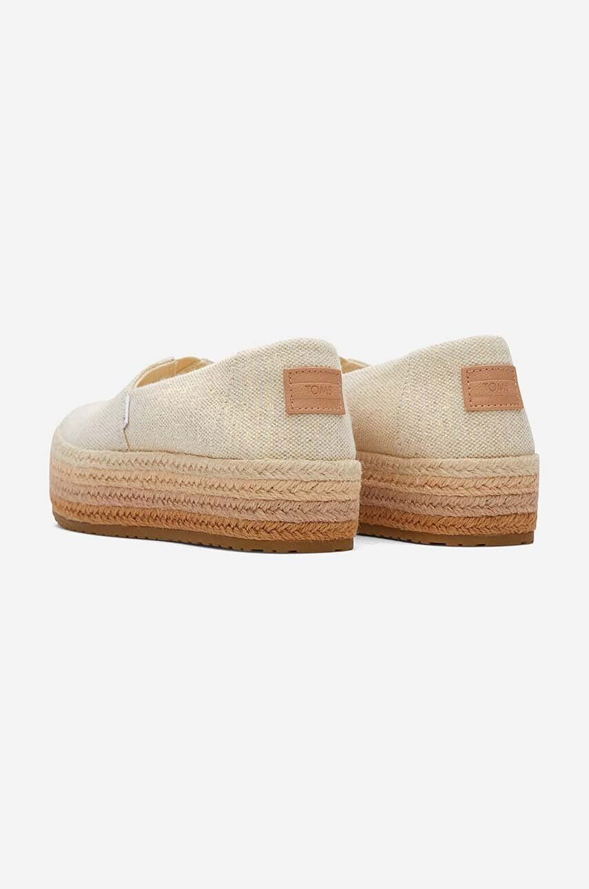 Toms Espadrilky DARK NATURAL béžová farba na platforme - Pepit.sk