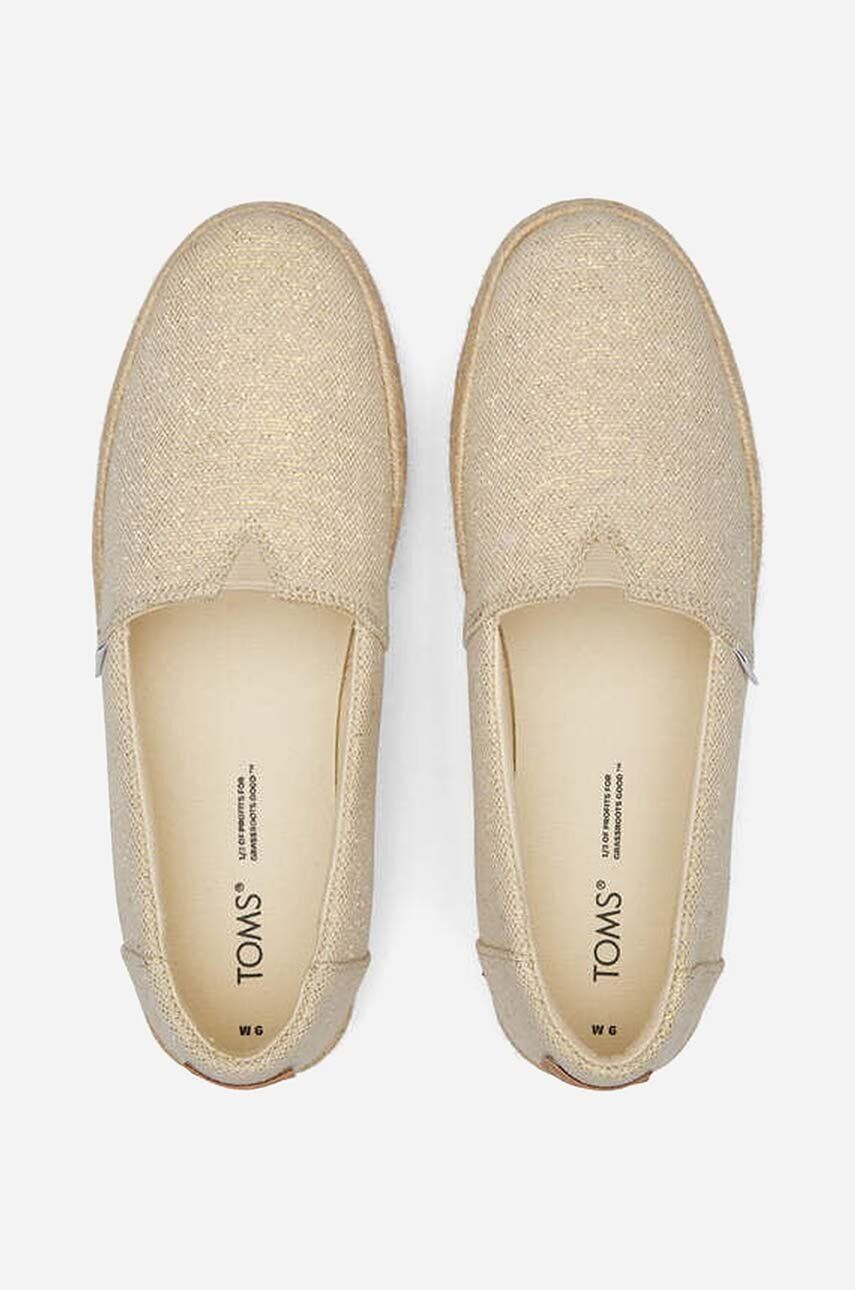 Toms Espadrilky DARK NATURAL béžová farba na platforme - Pepit.sk