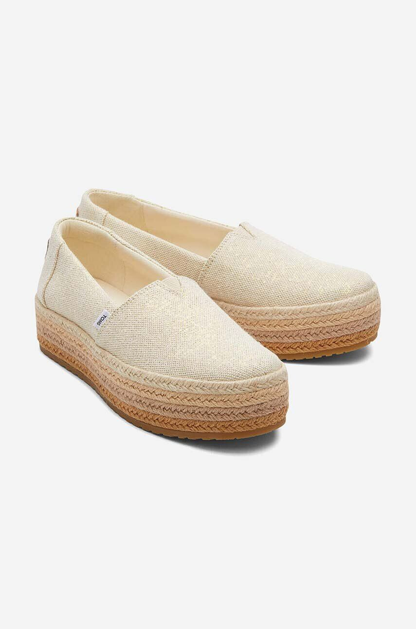 Toms Espadrilky DARK NATURAL béžová farba na platforme - Pepit.sk