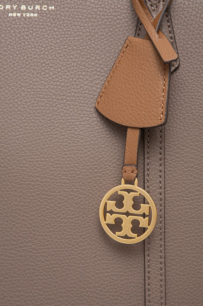 Tory Burch Kožená kabelka hnedá farba - Pepit.sk