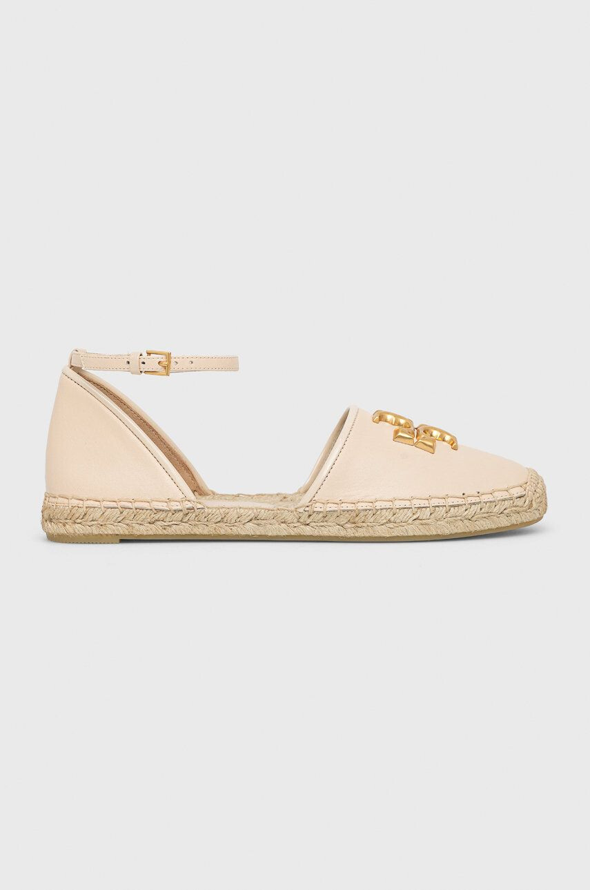 Tory Burch Kožené espadrilky Eleanor Dorsay béžová farba - Pepit.sk