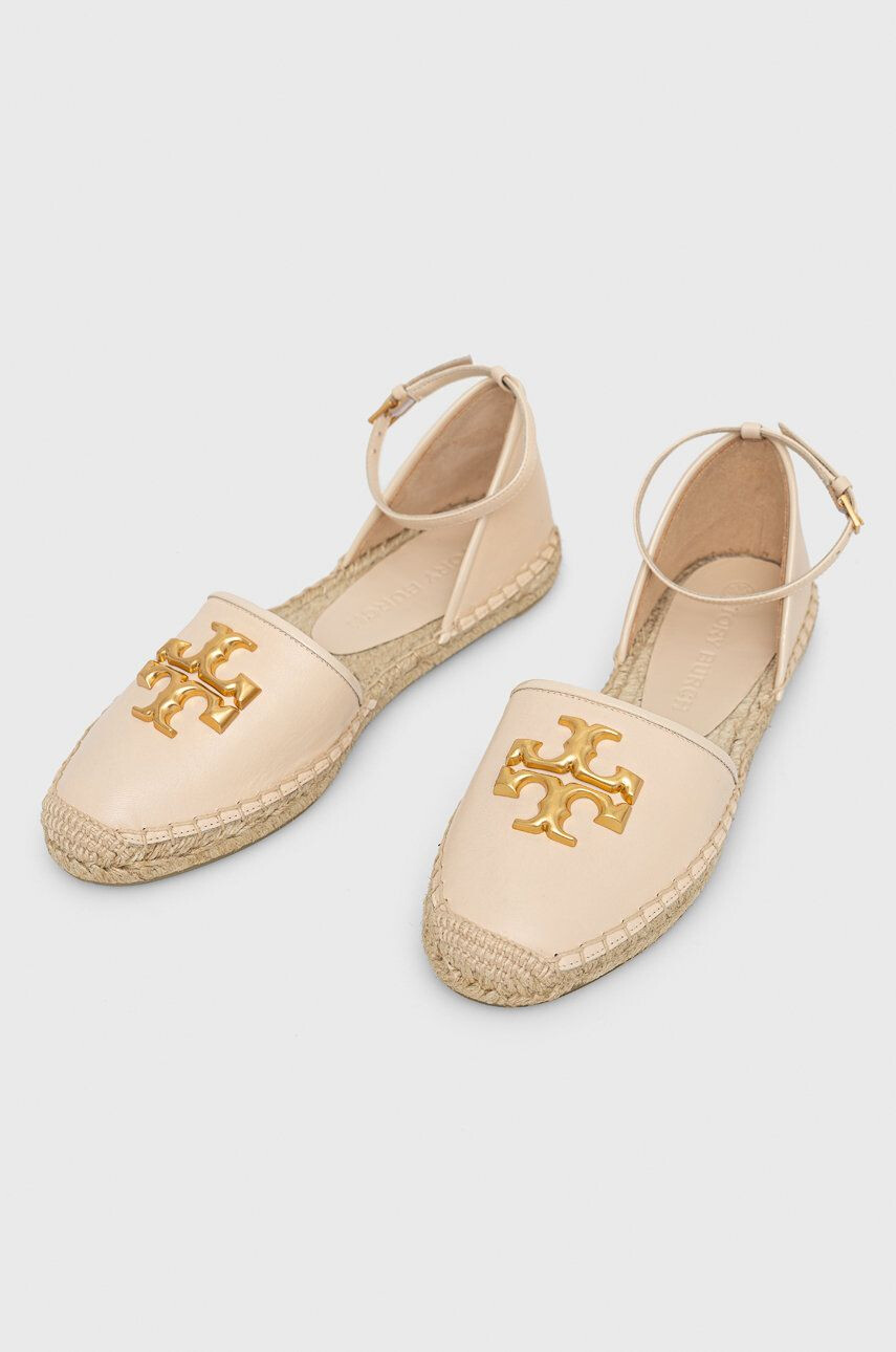 Tory Burch Kožené espadrilky Eleanor Dorsay béžová farba - Pepit.sk