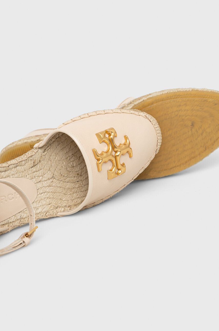 Tory Burch Kožené espadrilky Eleanor Dorsay béžová farba - Pepit.sk